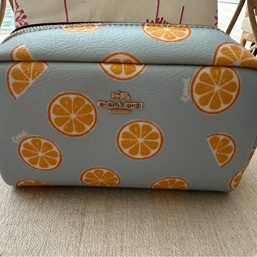 Coach Orange Slice Cosmetic Makeup Travel Bag.